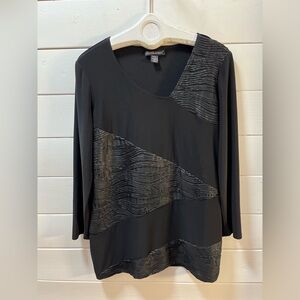 FRANK LYMAN Black Textured Panel Top – Size 16